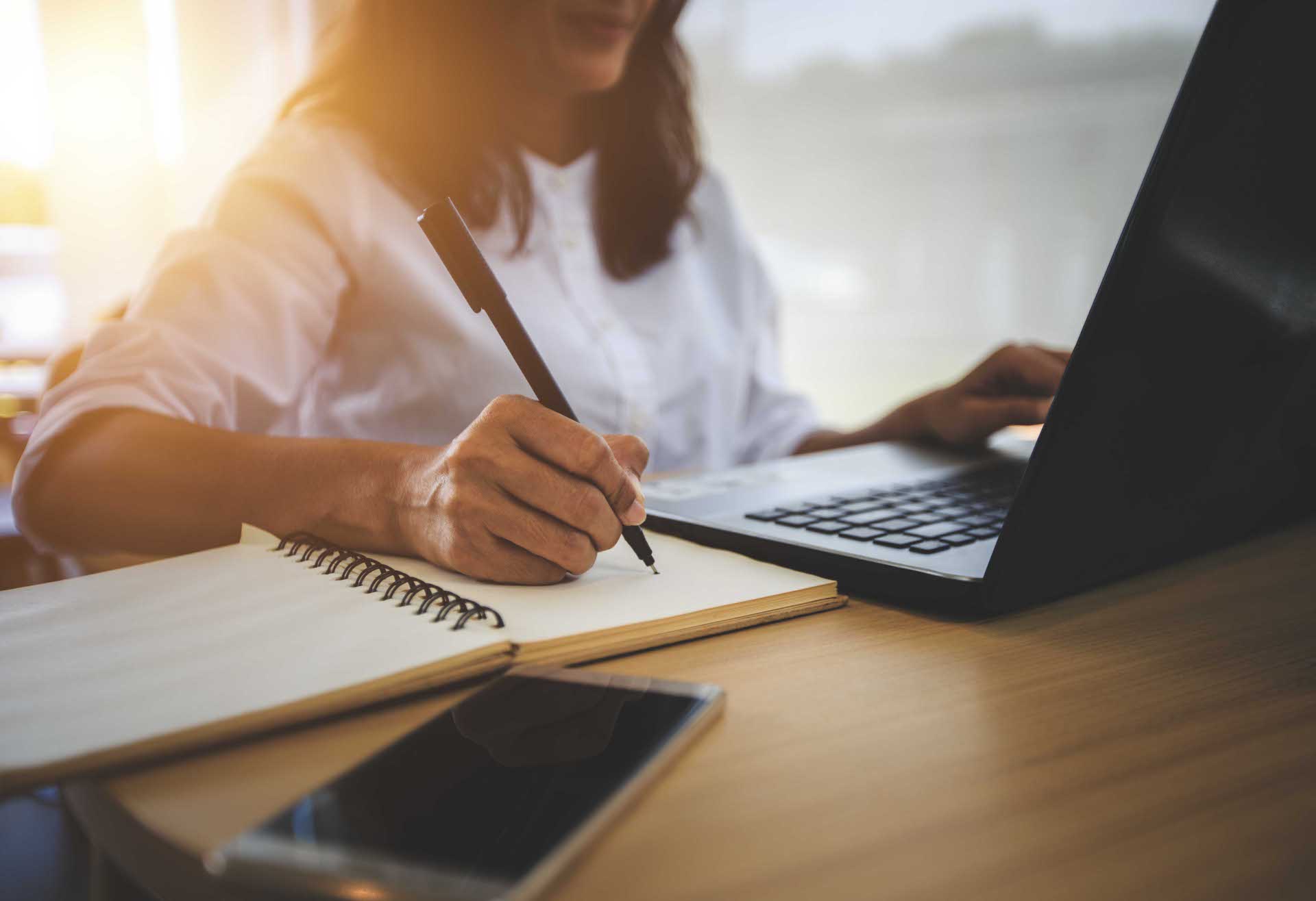 young woman with learning language during online courses using young woman with learning language during online courses using