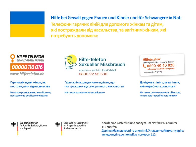 Hilfeangebote für Frauen und Kinder