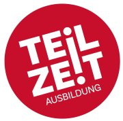 Logo der Teilzeit Ausbildung mit weißem Text auf roten Kreis